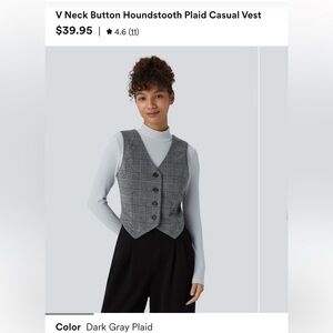 HALARA Dark Gray Plaid Casual Vest